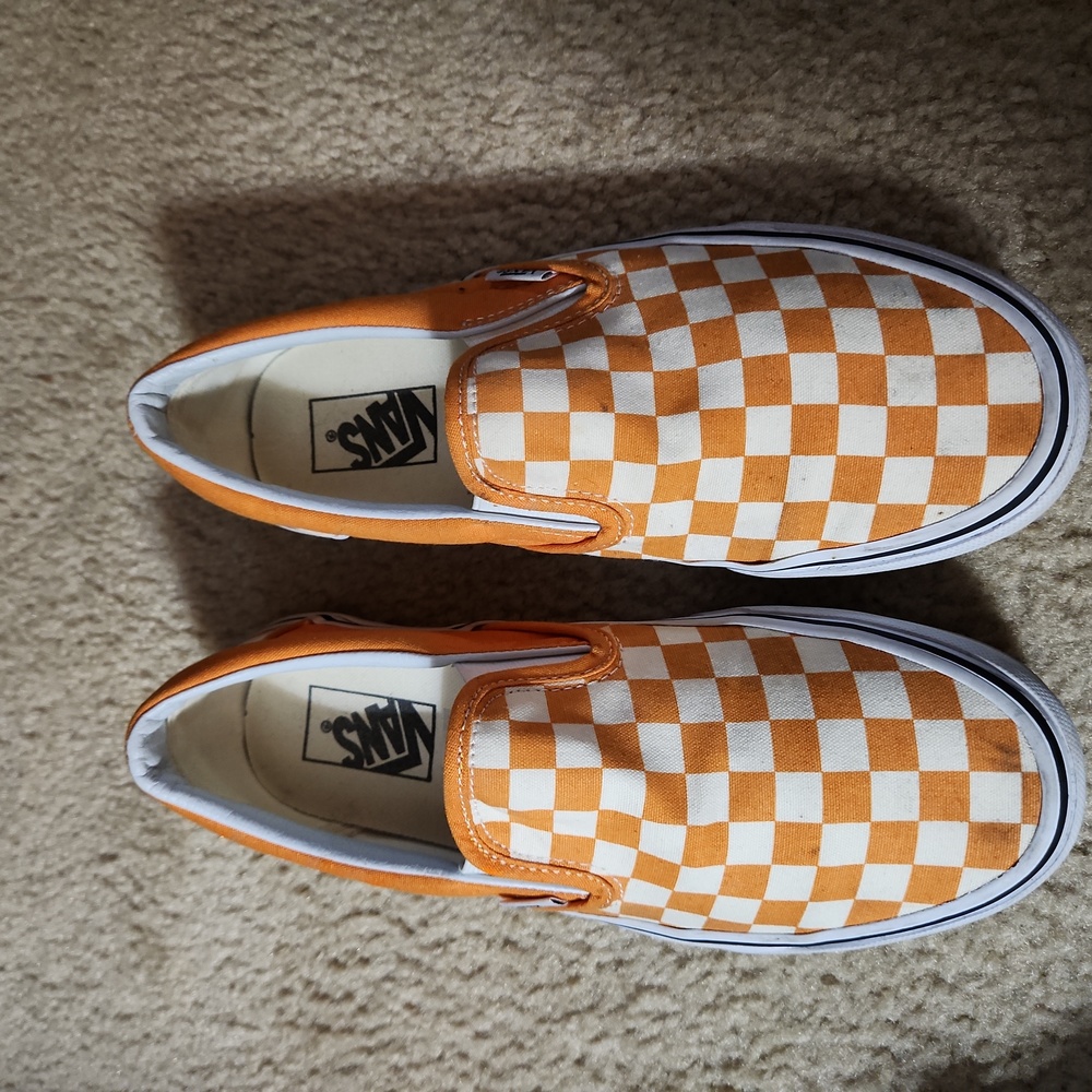 Vans, orange/white, size 8.5